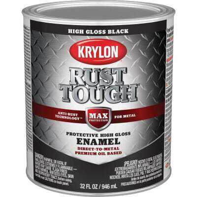 Krylon Rust Tough Oil-Based Gloss Rust Control Enamel, Black, 1 Qt.