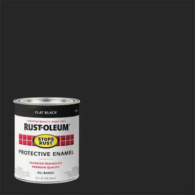 Rust-Oleum Stops Rust Oil Based Flat Protective Rust Control Enamel, Black, 1 Qt.
