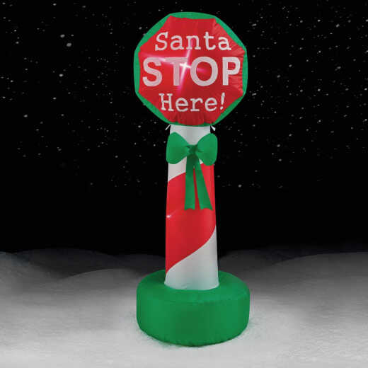 Brite Star 4 Ft. Santa Stop Here Sign Airblown Inflatable